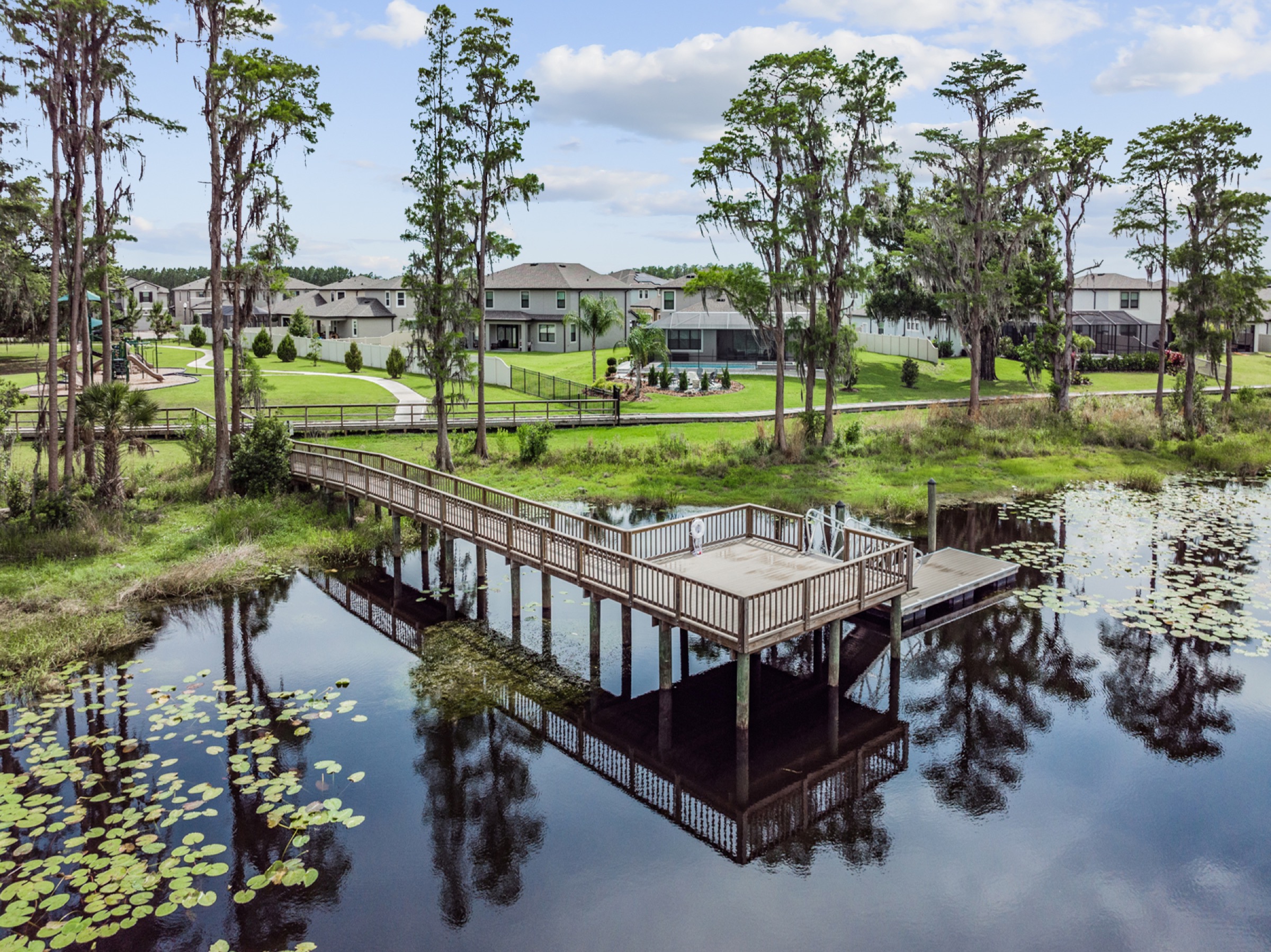Long Lake Ranch dock and trail over the lake