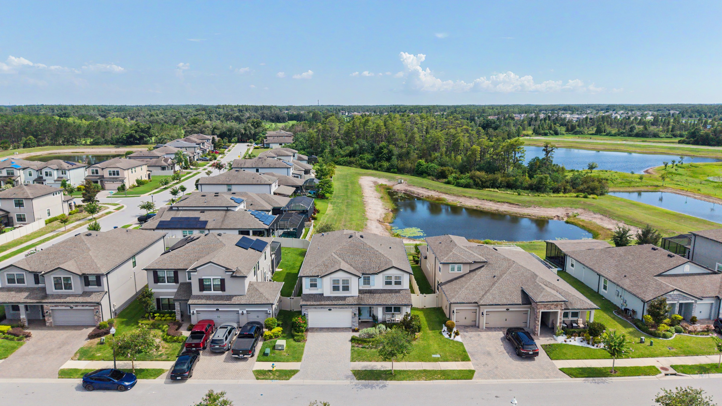 Aerial view of 19308 Breynia Drive near pond and conservation